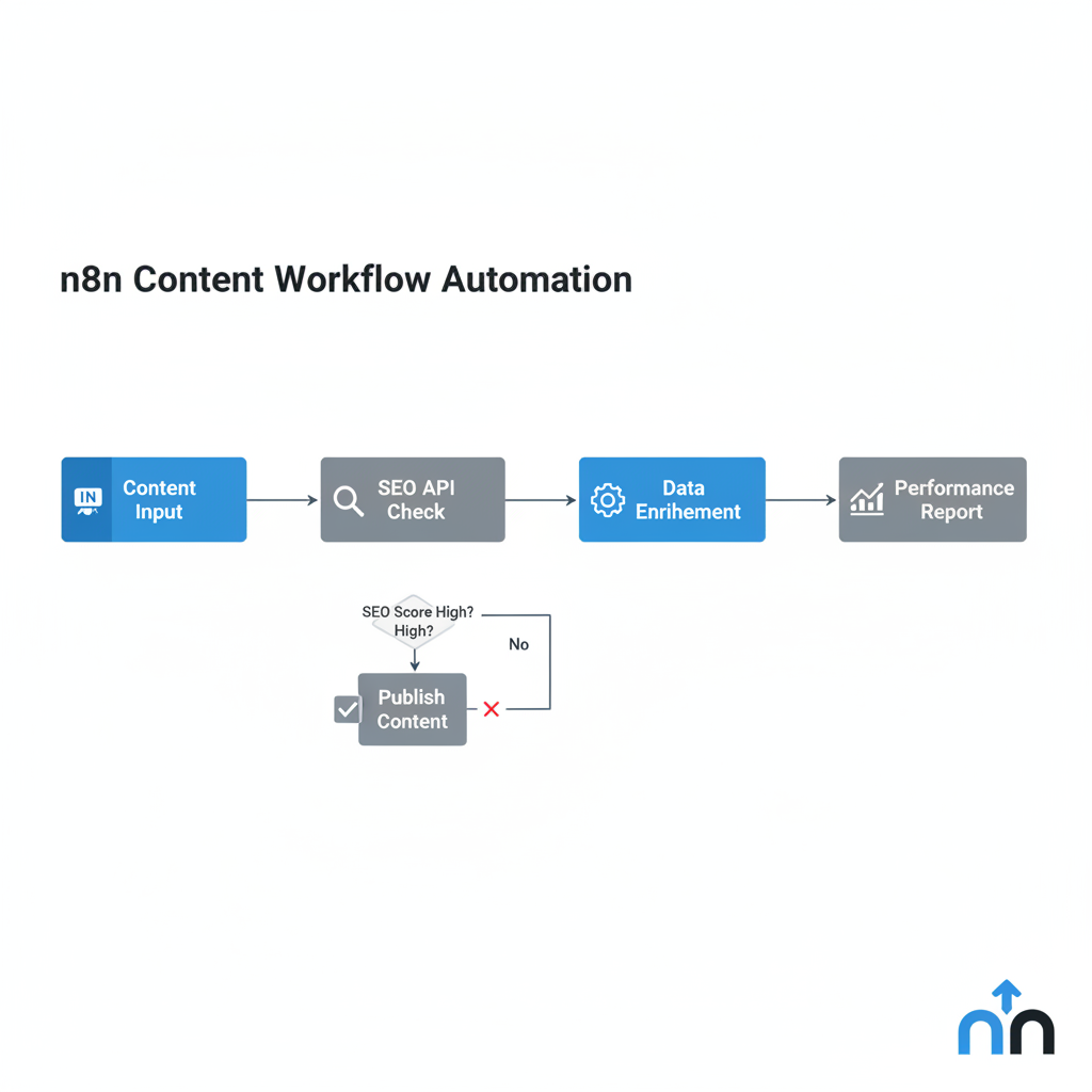 Flowchart illustrating an automated SEO testing workflow using n8n.