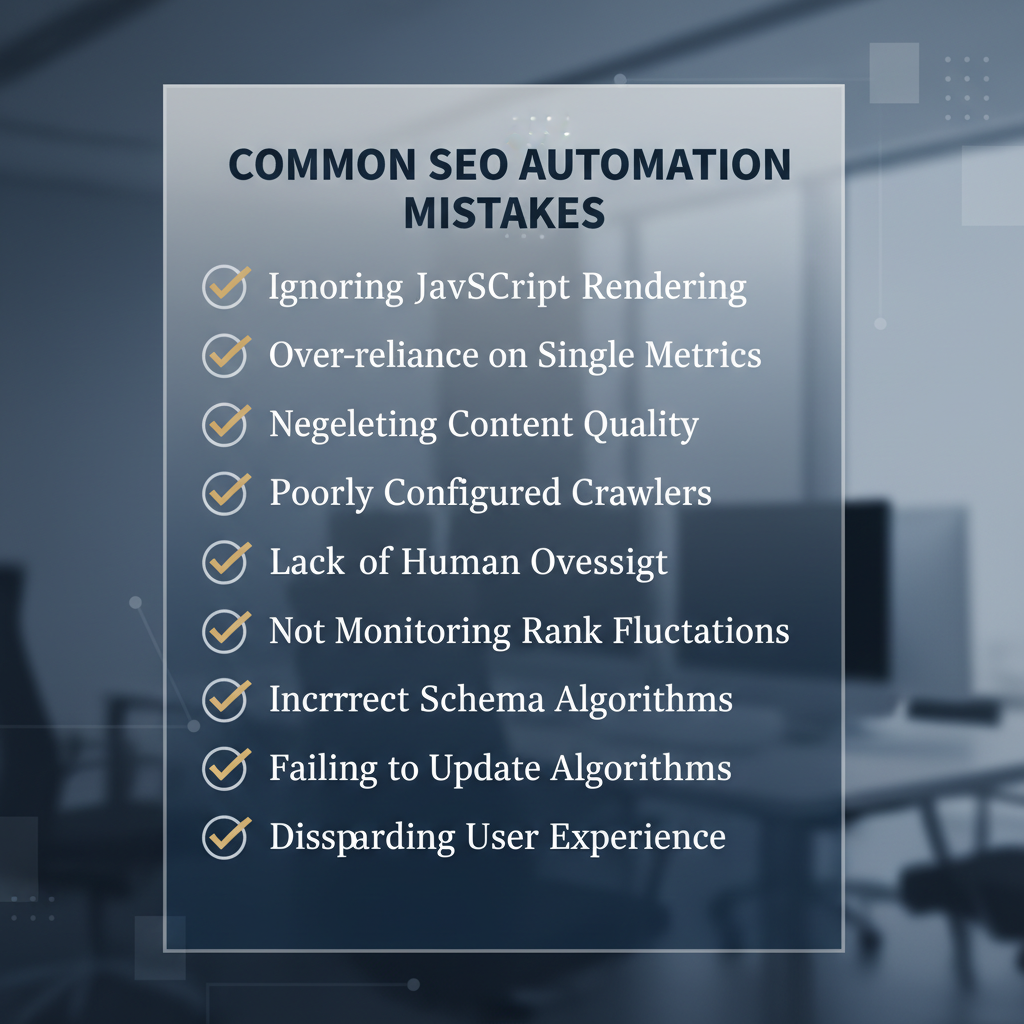 Checklist of common mistakes in automated SEO validation.