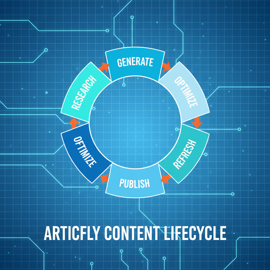 Diagram illustrating the full SEO content lifecycle from ideation to refreshing.