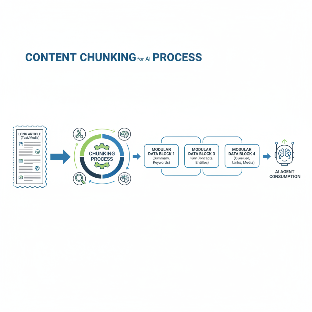Visual representation of content chunking for AI agent ingestion.